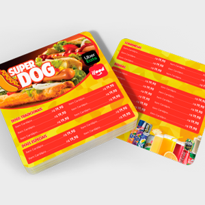 Mini Cardápio em PVC 0,3mm | 5und