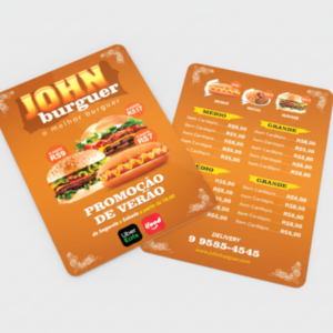 Cardápio Pequeno de PVC 0,5mm | 5und