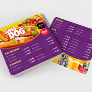 Mini Cardápio em PVC 0,5mm | 5und