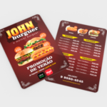 Cardápio Pequeno de PVC 0,3mm | 5und