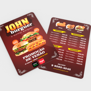 Cardápio Pequeno de PVC 0,3mm | 5und